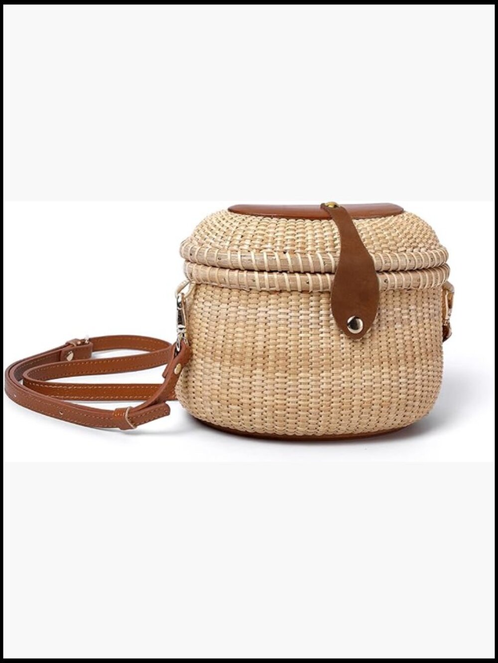 Handwoven Rattan Crossbody Bag Crescent Purse Shoulder Straw Basket Chic - Picture 1 of 7